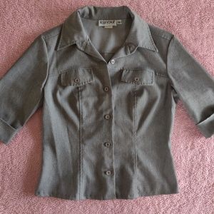 Button Up Three Quarter Sleeve Blouse Size S